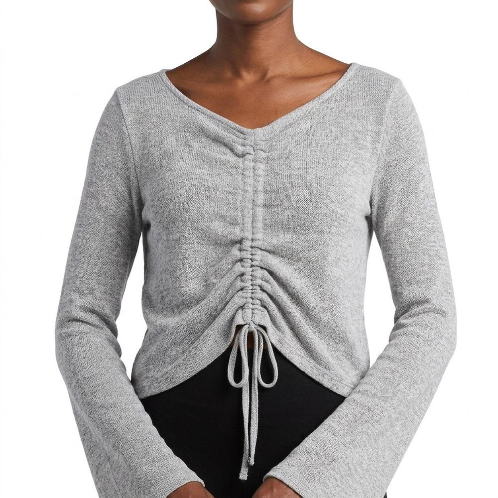 NWT Earthbound Trading Co Gray Cropped Lightweight Top Women Size L